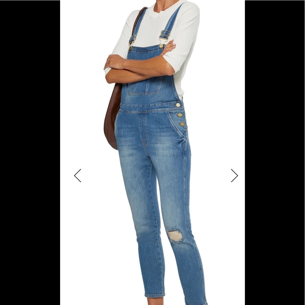 FRAME Le Garcon Crop Boyfriend Overalls In Islet